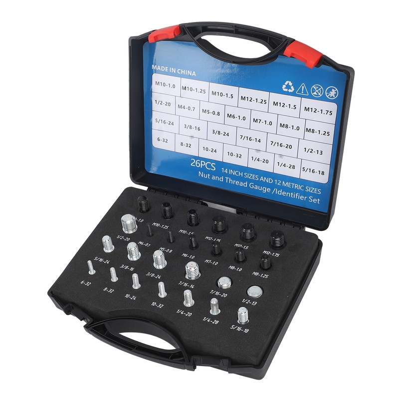 26 PCS Nut Bolt Thread Checker High Accuracy Carbon Steel