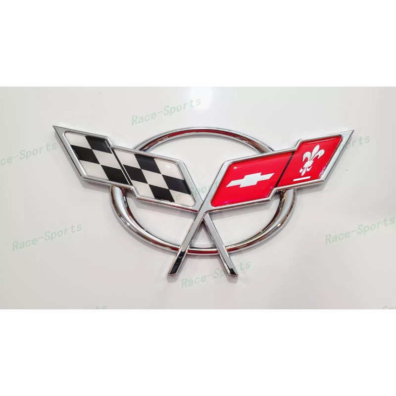 AUTO 1PC Chrome Rear Deck Lid Cross Flags Emblem Badge