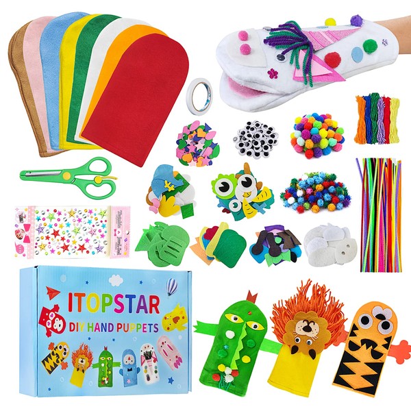 Itopstar 8 Pcs Felt Hand Puppet Making Kit for Kids