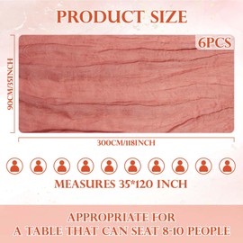 Cheesecloth Table Runner, Boho Rustic Gauze 120 inch 10FT Cheese Cloth Runner for Wedding Party Baby Shower Birthday Home Decor Holiday Decorations (Coral, 10ft x 6 Pack)