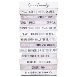 Lighthouse Christian Products Plaque-Wall/Desktop-MDF-Stacked Wood-Our Family II-5x10 (#45035)