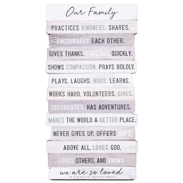 Lighthouse Christian Products Plaque-Wall/Desktop-MDF-Stacked Wood-Our Family II-5x10 (#45035)