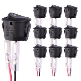 Kundorf 10 x Toggle Switch (with Wire) 12 V Round Lockable with Self-Locking Round 2 Pin Switch Rocker Switch 12 V DC 20 A Switch Truck Trailer Car Button for Tow Truck Jeep