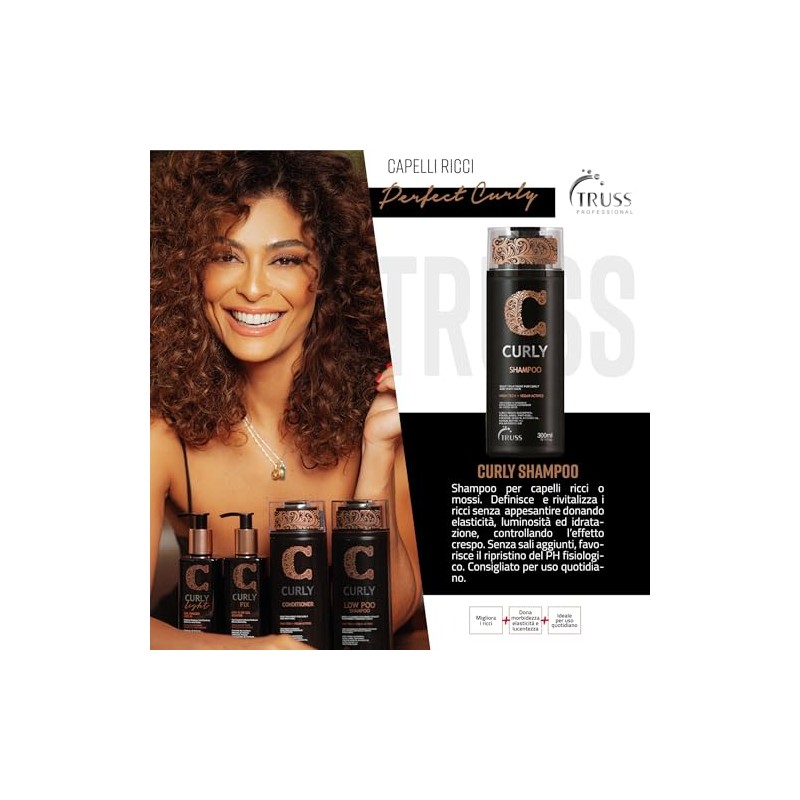 Shampoo Cabello Rizado, Ondulado, ChinoTRUSS Shampoo Curly 300ml