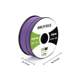 BROTREE Paracord 2 mm 50 m 100% Nylon Rope Cord with 1 Core Type I for Outdoor, Bracelet, DIY - 45 kg Breaking Load (Purple)