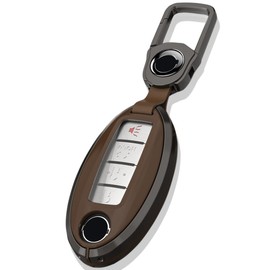 NISSAN Nissan Days Serena X-Trail Elgrand Skyline Note Cube Juke Dualis Fugue March Leaf Murano Radio Sylphy Tiida etc Zinc Metal Smart Key Case (Brown)