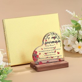 XIANNVXI Gifts for Her,Heart-Shaped Acrylic Plaque with Wooden Base,Birthday Gifts for Her,Woman Gifts for Christmas