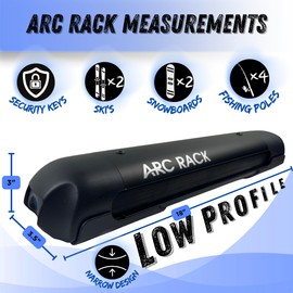 18" Small Multi-Purpose Roof Car Carrier, Transport 2 Ski's, 2 Snowboards, 4 Fishing Poles.. Carry Cargo Box/Kayak Rack on one Side While securing Your Ski or Fishing Poles.(Black, Small)