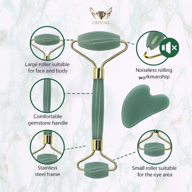 Crystali Gua Sha Set - Anti-Ageing Face Massage Roller and