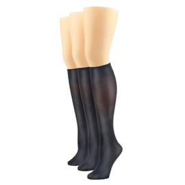 HUE Women's Soft Opaque Knee High Socks (Pack of 3), Black - Shimmery Luster, 2, Black - Shimmery Luster, 2