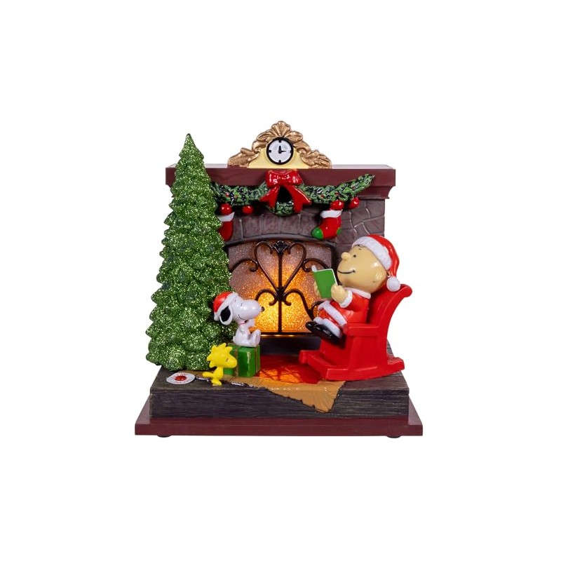 Peanuts Kurt Adler Battery Operated Musical Santa Fireplace
