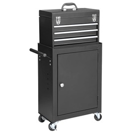 GSTANDARD APTB202B Torin Rolling Garage Tool Cabinet: Detachable 3 Drawer Tool Chest with Large Storage Cabinet and Adjustable Shelf, Black