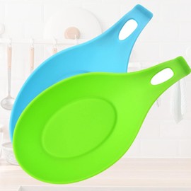 Soporte de Cuchara d Silicona Resistente al Calor, 2 Porta Cucharas de Cocina, Soporte de Silicona para Cuchara,Porta Cucharas para Cocina,Reposapiés de Silicona para Utensilios de Cocina (Verde Azul)