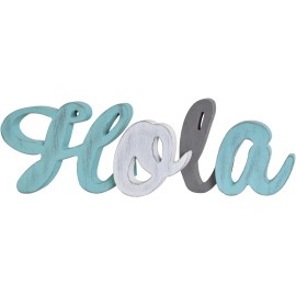 Eview Wooden Hola Sign Decor Aqua Hanging Block Letters Sign Free Standing Wooden Lett