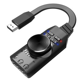 Sunydog GS3 USB External Sound Card, Virtual 7.1 Channel Sound Card Adapter, Plug and Play with Headphone Microphone Ports, Volume Control, Mute Microphone, Sound Effect Upgrade Version