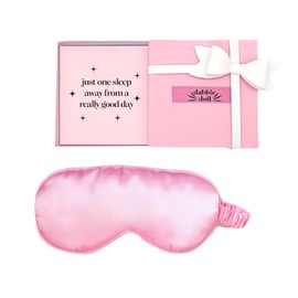 Dabble Doll Silky Satin Sleeping Eye Mask, Pink Sleep Mask Eye Cover Night Blindfold for Women, Soft Breathable Blackout Eyeshade Eye Cover for Travel, Wedding Bridesmaid Birthday Gift for Her