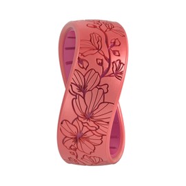 Enso Rings Etched Classic Silicone Rings - Comfortable and Flexible Design - Cherry Blossoms - Pink Diamond/Pink Tourmaline - Size 10