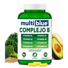 Complejo B Formula Avanzada 30 Capsulas  Vitamina B12, B1, B2, B3, B5, B6, B8 (Biotina), B9 (Ácido Fólico)  Sin Gluten, 100 Naturales, Libres de OMG  