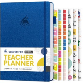 Clever Fox Teacher Planner – School Year Planner with Calendars & Lesson Plans – Teacher Plan Book for Classroom & Homeschool Organization - Undated, A5 Size, Hardcover (Mystic Blue)