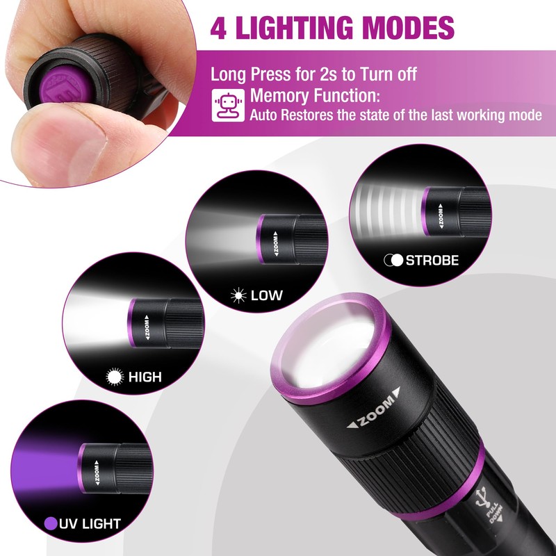 EverBrite Rechargeable Pen Flashlight with UV Light and White Light,
