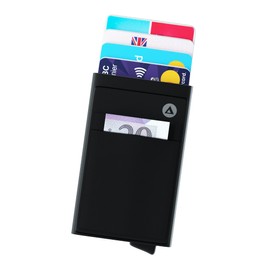 Card Defender Vault - Police Accredited RFID Blocking Credit Card Holder - Slim Metal Bank Card Case - Holds Up To 5 Cards Includes External Cash Pouch
