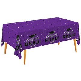 Gatherfun Graduation Party Decorations, Gongrats Grad Tablecover for Graduation Party Supplies, 3 pcs Purple Table Cloths, 54"x108"