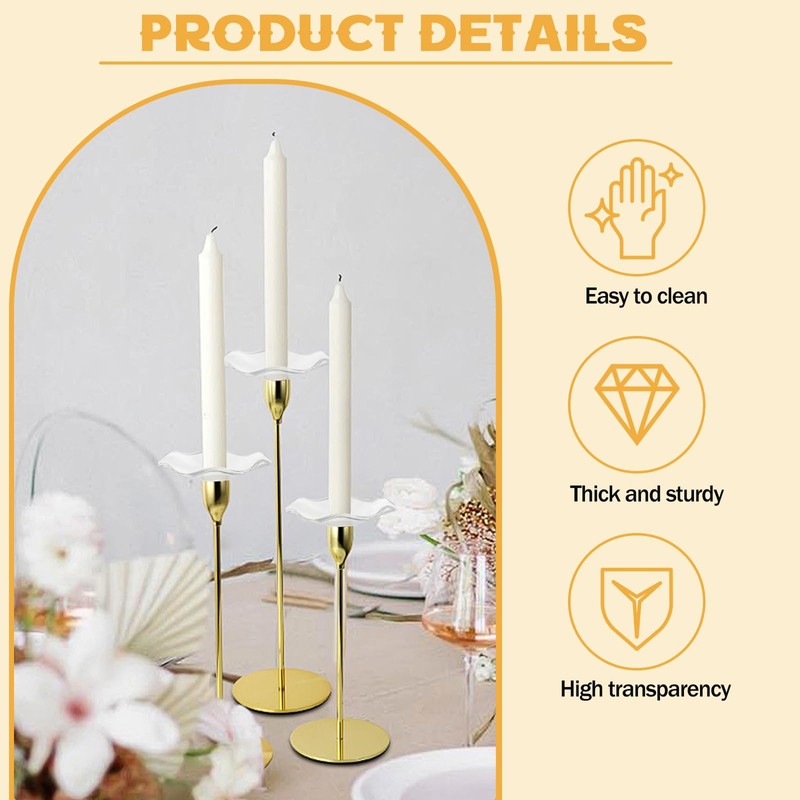 4 Pack Wavy Glass Bobeches for Candlestick Holders, Candle Drip