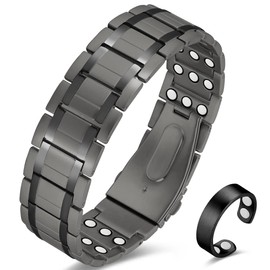 Vicmag 3X Magnetic Bracelet for Men Pure Titanium Bracelet 3500 Gauss Ultra Strength Magnets Adjustable Wristband with Adjustment Tool & Gift Box (Pure Titanium Grey)