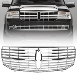 JOLONG Front Upper Grille Fit for Lincoln Navigator 2007-2014 Bumper Upper Hood Grill OE Style Replacement for 7L7Z8200A (Chrome)