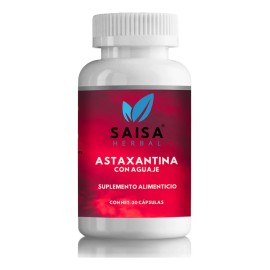 Astaxantina 12 mg con Aguaje | 30 Cápsulas | Antioxidante Potente, Salud de la Piel y Hormonal | Suplemento Natural Saisa Herbal
