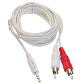 CablesOnline 6ft 3.5mm Stereo Male Plug to 2-RCA Male Audio Cable, White AV-006W