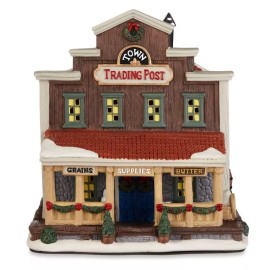 HOLIDAY TIME CHRISTMAS VILLAGE HOUSE - TOWN TRADING POST W/ CORD