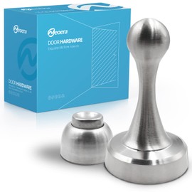 Neoera Magnetic Door Stop（Brushed Nickel） Door Stopper Strong Magnetic Door Catch for Hold Door Open, Premium Stainless Steel Made, Anti-Rust, Heavy Duty, Wall & Floor Mount 1Pack