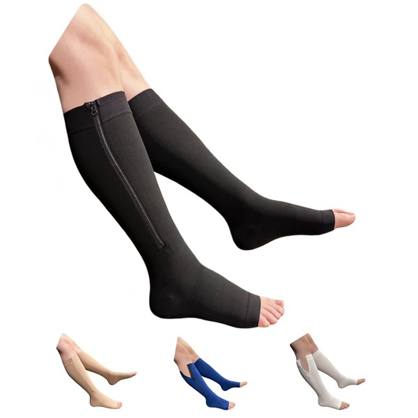 HealthyNees Seniors Care 20-30 mmHg Zipper Compression Leg Calf Open