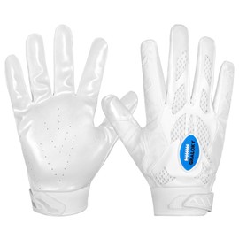 Graloky Football Gloves, Youth Football Gloves, Silicone Sticky Grip Football Gloves Men Women, Adult Football Gloves, Kids Football Gloves for Boys Girls, Football Receiver Gloves (White, Youth M)