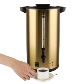 Perossia 6L Coffee Urn, Hot Beverage Dispenser, Hot Water Urn, Commercial Grade Double Wall Stainless Steel, Electric Coffee Percolator, Large Coffee Maker for Party, Home, Catering, 38-Cup,Gold Color