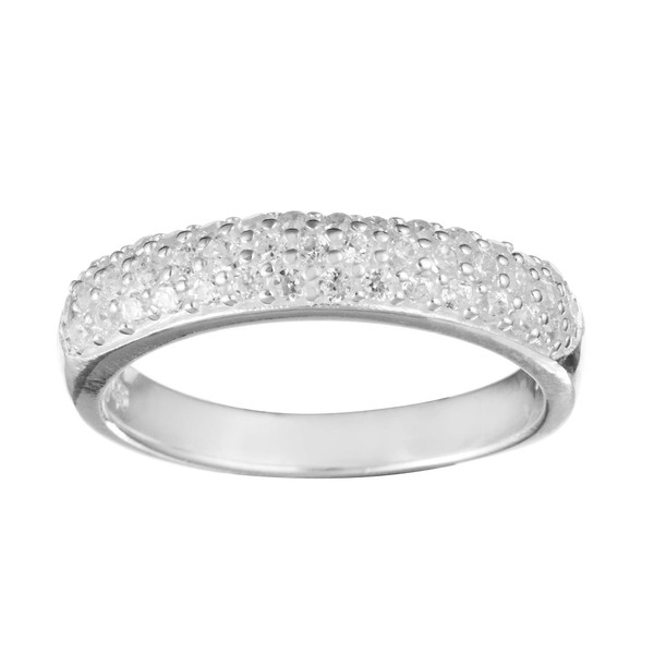 Silverly Women's .925 Sterling Silver Pave Cubic Zirconia Round Cut