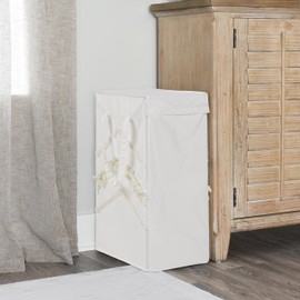 Sweet Jojo Designs Ivory Bohemian Boho Chic Boy Girl Unisex Gender Neutral Laundry Hamper Foldable Dirty Clothes Basket with Handles Baby Nursery Kids Bedroom Teen Bathroom Solid Off White Farmhouse