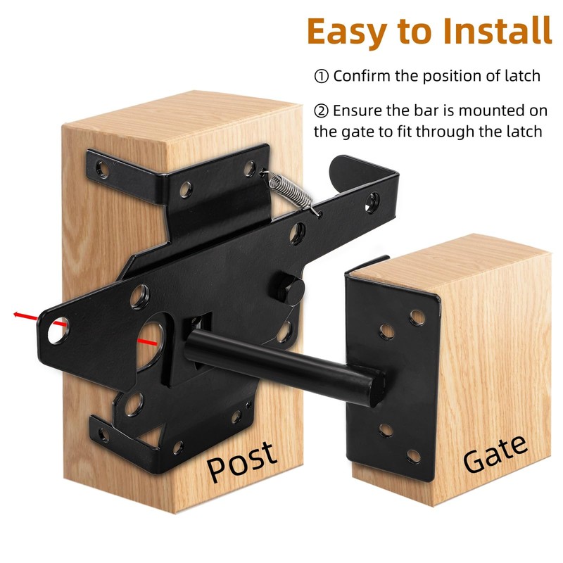 WRINGKIT Heavy Duty Gate Latches for Wooden Fences, Post Mount