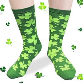 WHOTAY St Patrick's Day Socks for Women Men Good Luck Crew Sock Adult Youth Irish Gifts Green Apparel