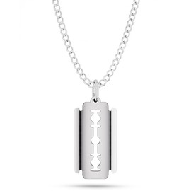 RTZN® Razor Blade Necklace for Men –316L Stainless Steel Dimebag Darrell Necklace with 22” Curb Chain + 2” Extension – Waterproof, Non-Tarnish Razor Pendant for Men – Symbol of Edge, Strength & Legacy