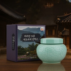Partner company Director Kim O-gon Jiri Mountain native medicinal bellflower essence 500g ceramic saponin medicinal bellflower extract / 김오곤원장 지리산 토종 약도라지 진액고 500g 도자기 사포닌 약도라지청