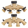 Garden Hose Splitter 4 Way Brass,3/4" Tap Splitter Shut Off