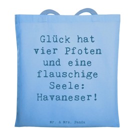 Mr. & Mrs. Panda Tragetasche Spruch Havaneser Glück - Geschenk, Haustiere, Jutebeutel, Badetasche, Strandtasche, Hunderassen Geschenk, Laptoptasche,
