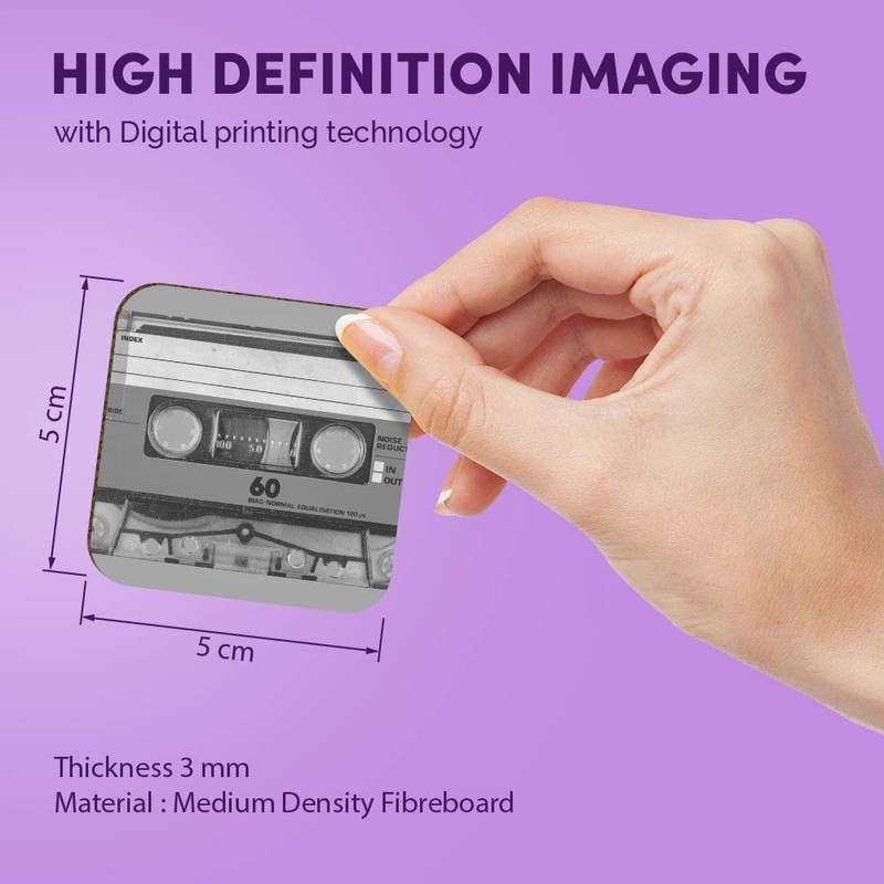 1 x Square MDF Fridge Magnet - Retro Cassette Tape