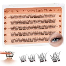 Higu clace Pre-Glued Eyelash, Volume Pre Glued Cluster Lashes Mix 10-12mm, 60pcs Preglued Eyelashes No Glue Needed Easy to Use(Natural Y01)