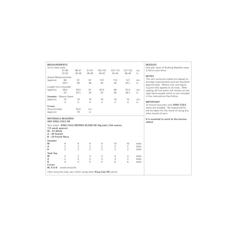 King Cole Ladies & Mens DK Knitting Pattern Sweater Tank
