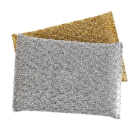 Kitchen Sponge Scrubber, Heavy Duty, Hand Friendly Scouring Sponge for Sink, Pot, Dish Washing Scrubber Non-Scratch, Kosher Sponge, by Superio (Silver-Gold)