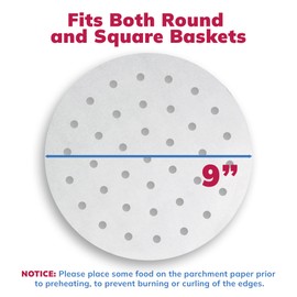 Reli. Air Fryer Parchment Paper Liners (400 Count), White | 9 Inch Round Liner Sheets | Parchment Paper for Air Fryer | Perforated, 9" Food Grade Steamer Paper Liner for Air Frying, Steaming