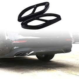 Mkptopia Rear Bumper Exhaust Trim Cover Compatible with Be-nz A B C E CLA GLC GLE GLS Class W205 W213 X253 -Black Gloss